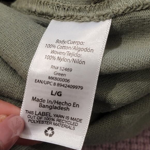 Free Assembly Green Drawstring Cut-off Shorts Sz Large Casual High Waist Cotton - Picture 10 of 10